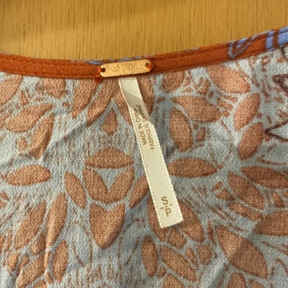 Free People Birds of a Feather Button up Blouse Blouson Sleeve Top Small - Picture 7 of 8